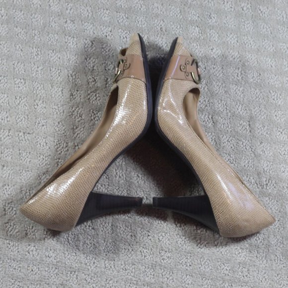 A2 Aerosoles Size 10 Tan Peep Toe Heels - Picture 4 of 5